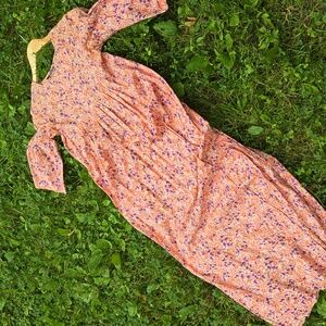 Vintage 60s 70s Batikwalla Relik Cotton Caftan Maxi Sundress Festival India XS